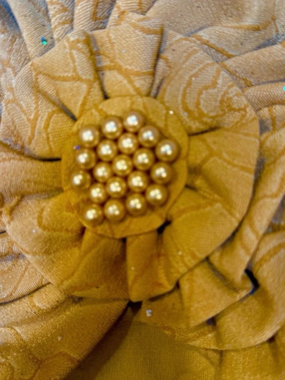Flower Accent Women's Turban  Hat in Tan